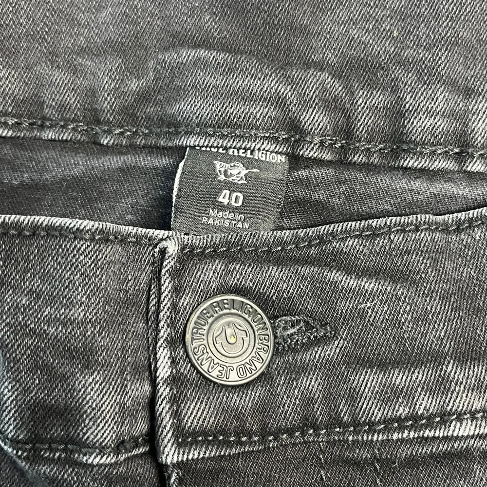 True Religion Rocco Relaxed Skinny Jeans Mens 40x32 Black Flap Pocket Denim